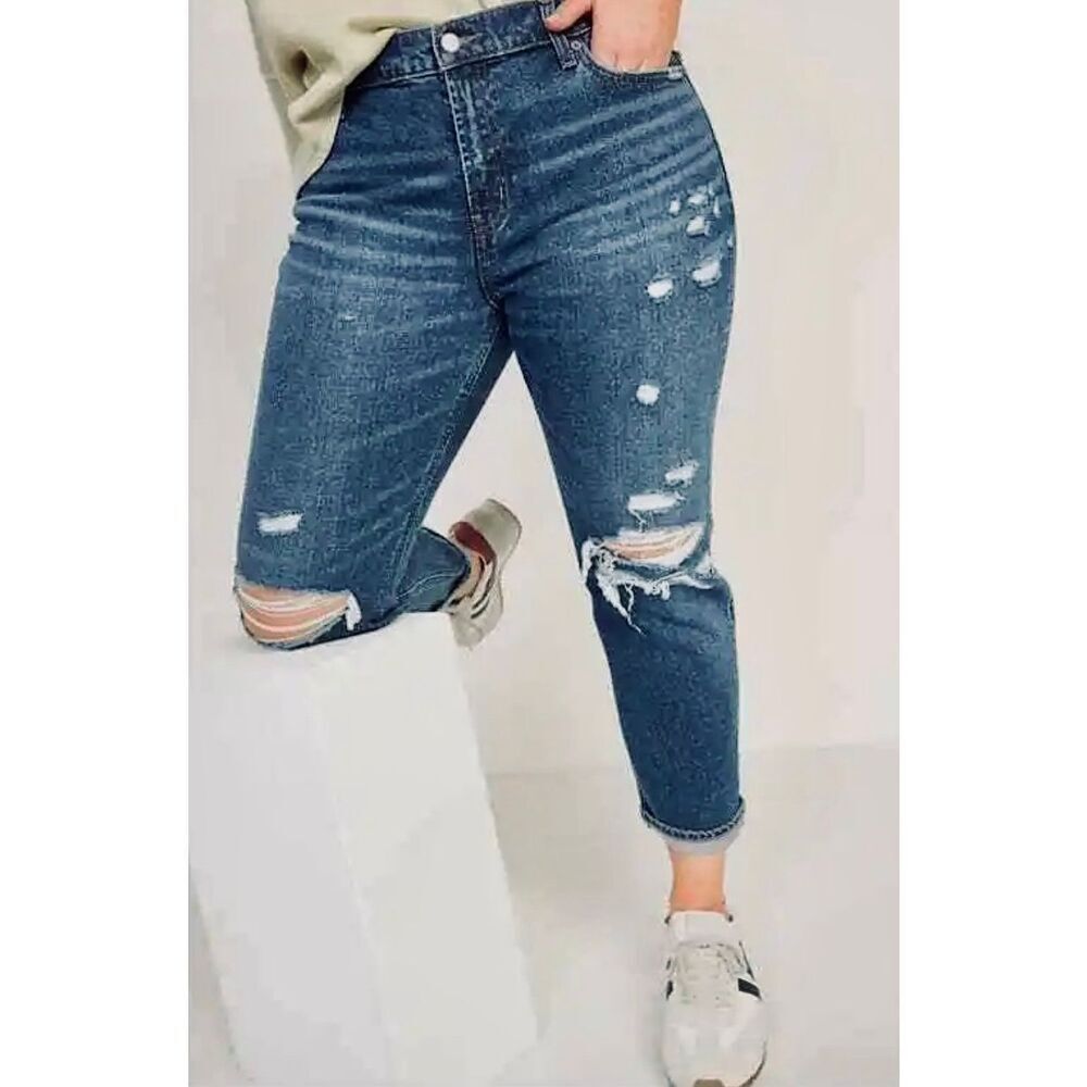 Old Navy Mid-Rise Boyfriend Distressed Cropped Jeans 18 Petite Plus Size